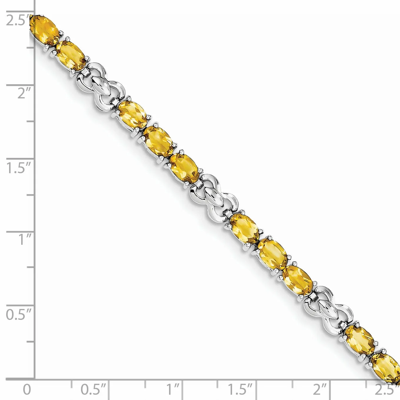 Silver Oval Cut Citrine Gemstone Bracelet