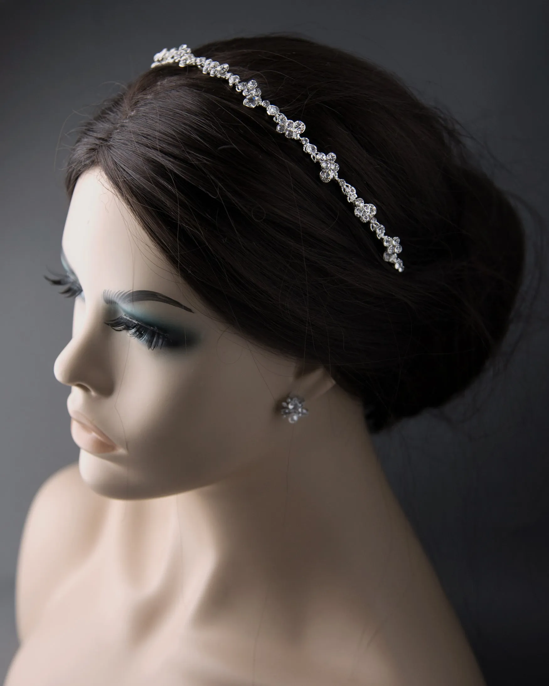 Simple Wedding Tiara of Crystal Clusters