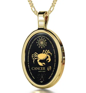 The World of Cancer, 14k Gold Necklace, Onyx