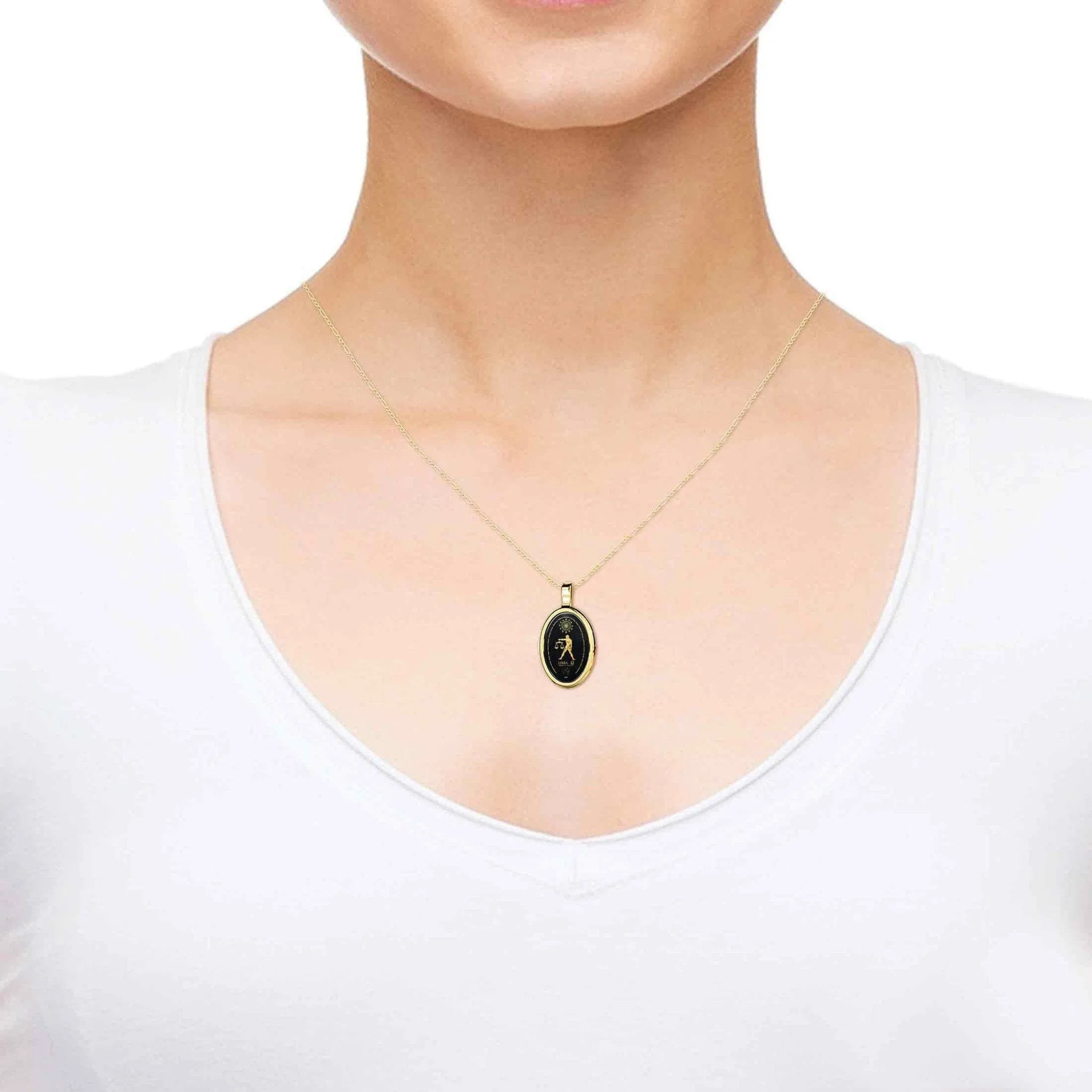 The World of Libra, 14k Gold Necklace, Onyx