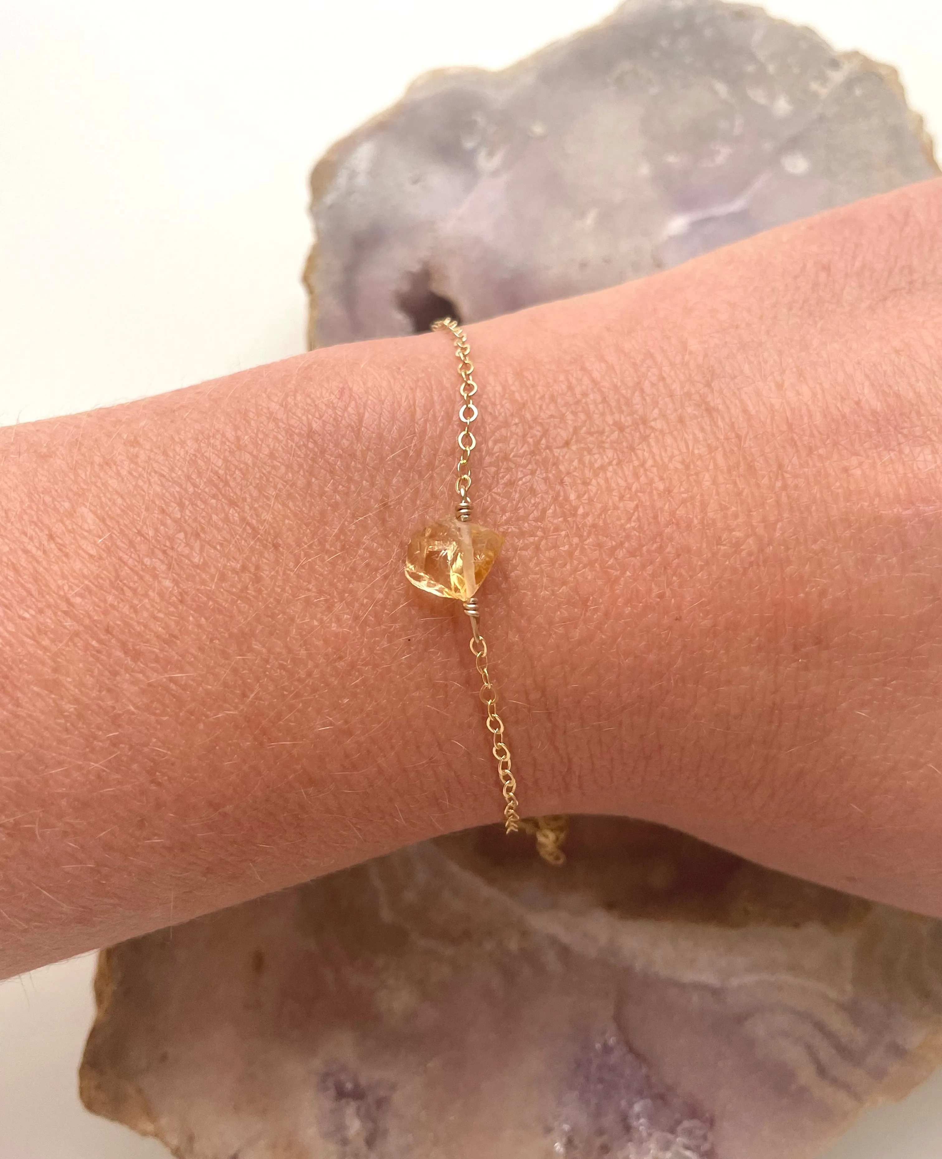 Tiny raw citrine bracelet