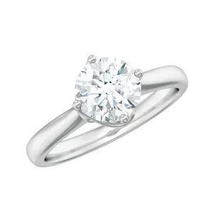 Twisted Prong Set Round Moissanite Solitaire Ring in Gold