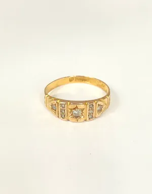 Victorian, 15ct Gold Diamond Gypsy Ring, Hallmarked Birmingham, 1890