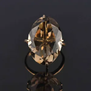 Vintage 14K Gold Smoky Quartz Ring, 10.5 CTW