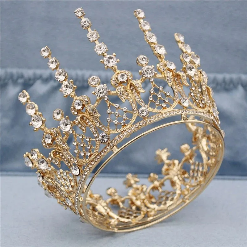 Vintage Romantic Peaks Full Round Crown for Beauty Queens - Brides - Quinceaneras