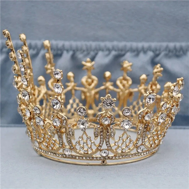 Vintage Romantic Peaks Full Round Crown for Beauty Queens - Brides - Quinceaneras