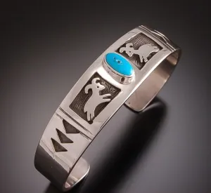 ZBM  Bighorn Sheep Bracelet Turquoise By Erick Begay  Petroglyph Bighorn sheep TO51C1